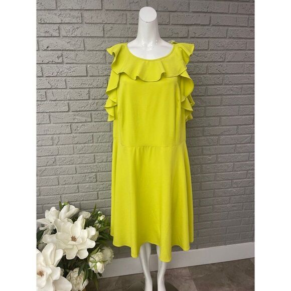 Nicole Miller Studio Women Bright Flutter Sleeve Swing Dress Size 24W NWT - Picture 2 of 8